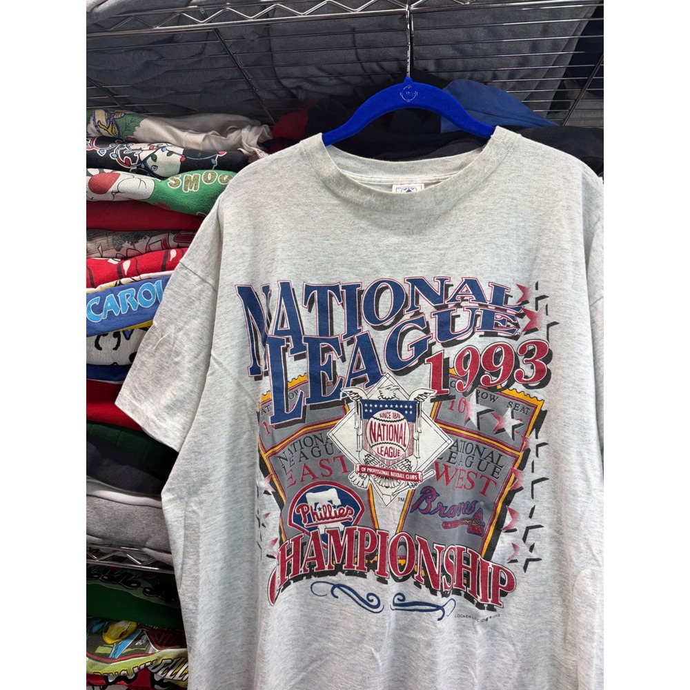 Vintage 1993 National League Championship Shirt Phillies vs Braves Gray XL 6755
